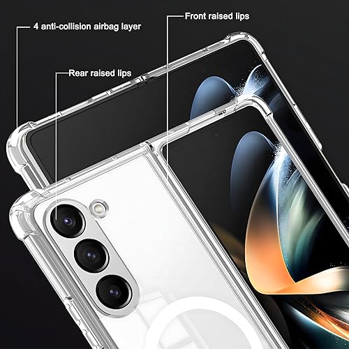 Miniatura 4 de Funda magnética transparente para Samsung Galaxy Z Fold 5 compatible con accesorios MagSafe Funda magnética delgada a prueba de golpes