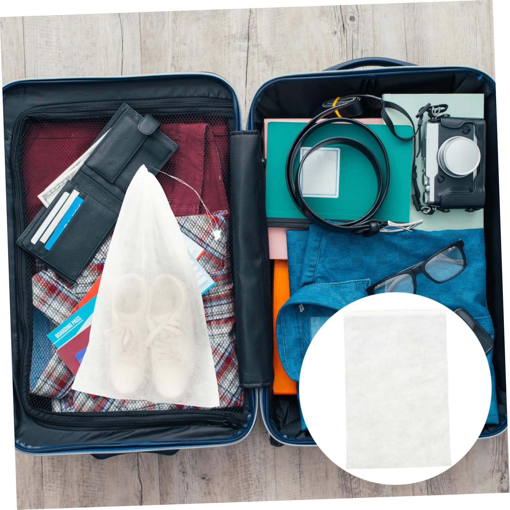 Baluue Borsa per Scarpe da Viaggio Non Tessuto Bianco 50 Pezzi per Organizzazione Comoda e Traspirante per Conservare Pantofole e Scarpe da Trekking