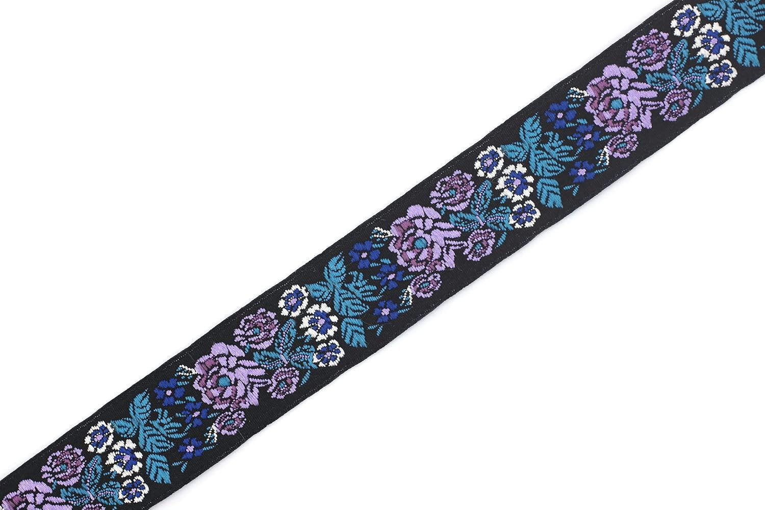 11 Yards Spool 0.86" Floral Purple and Blue Woven Trim Jacquard Ribbon Vintage Costume Trims Home Decor 22097-V4