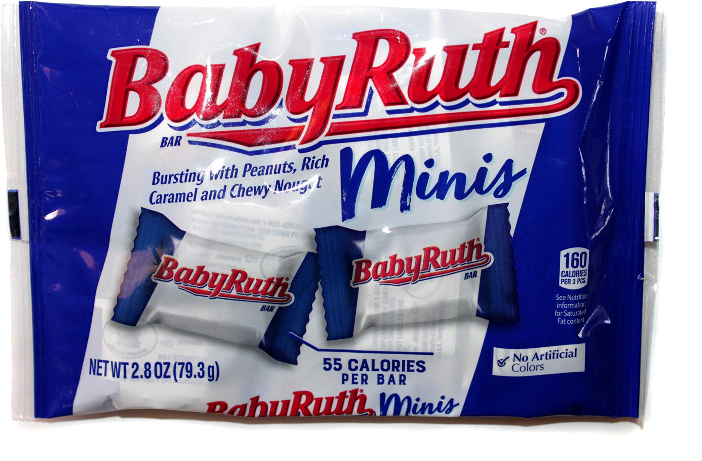 Ferrara (1) Bag Baby Ruth Minis Candy Bars - Halloween Candy Bursting with Peanuts, Rich Caramel and Chewy Nougat - Net Wt. 2.8 oz
