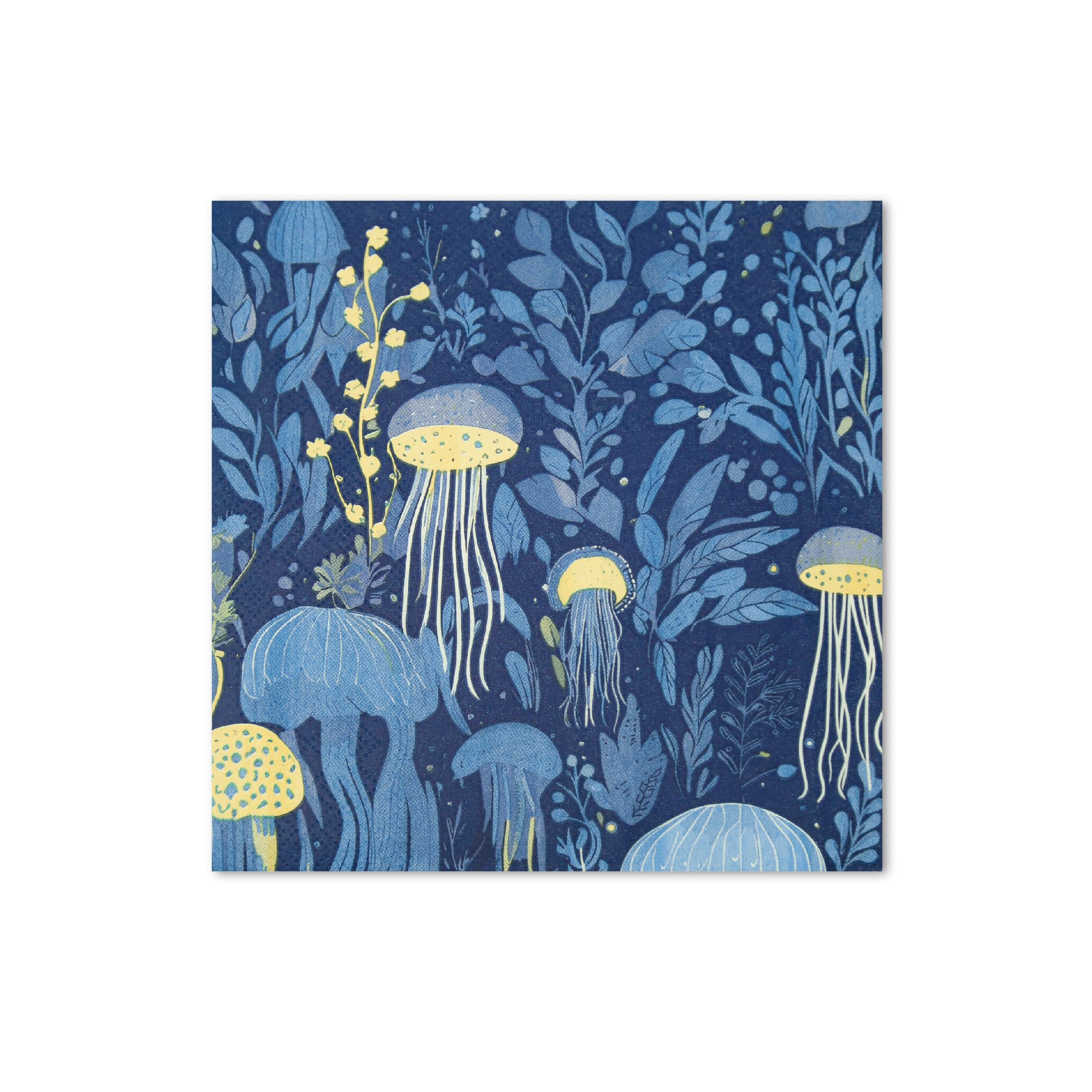 Premium Designer Paper Napkins, 3-Ply 6.5 x 6.5-inches Fold Disposable Decorative Lunch Dinner Napkin (20, Deep Blue)