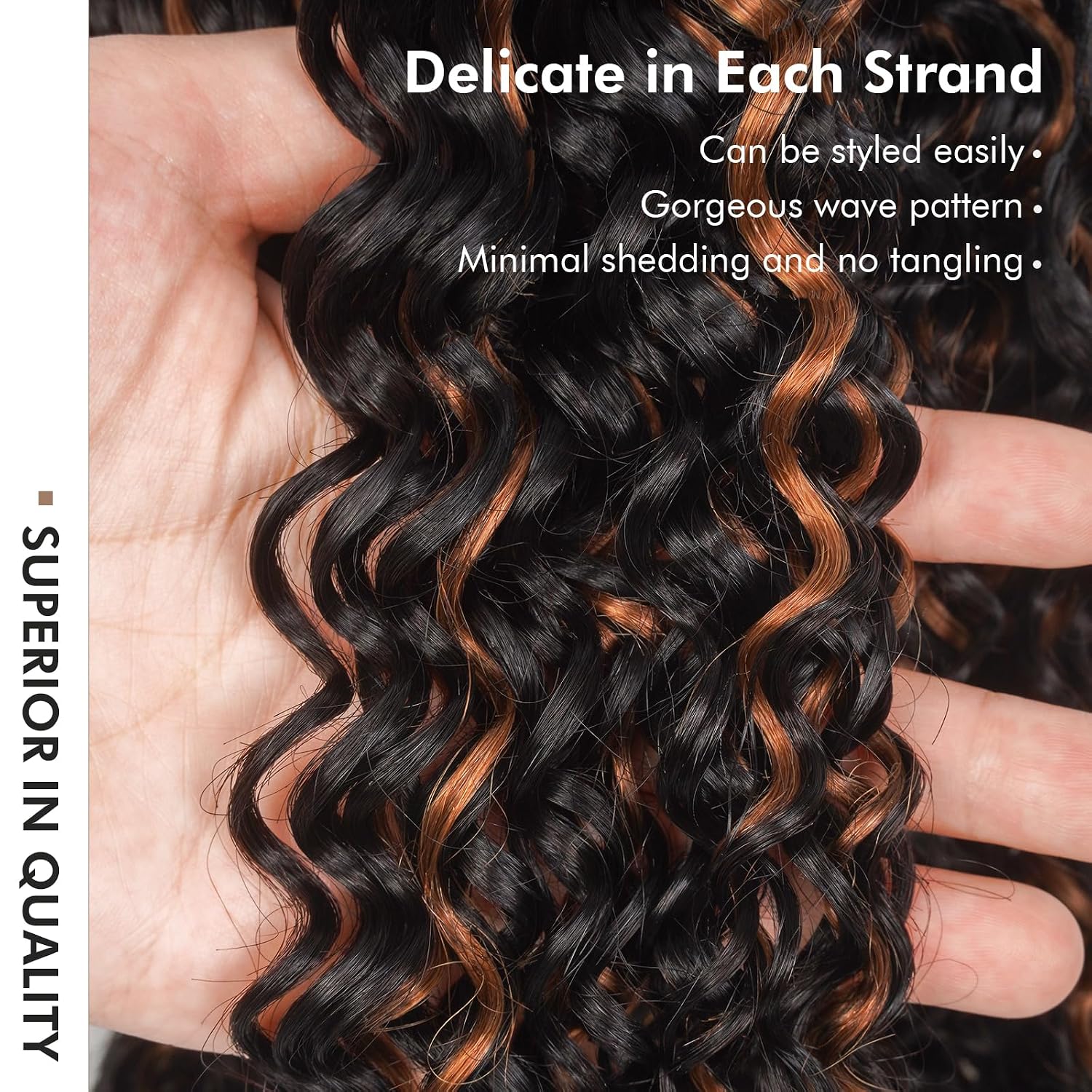 ToyoTress Burmese Curly Crochet Human Hair - Miracle Knots Feather Crochet Human Hair For Black Women Braiding Hair Extensions (12 Inch-P1B/30-Brown Highlight, 1P-50G)