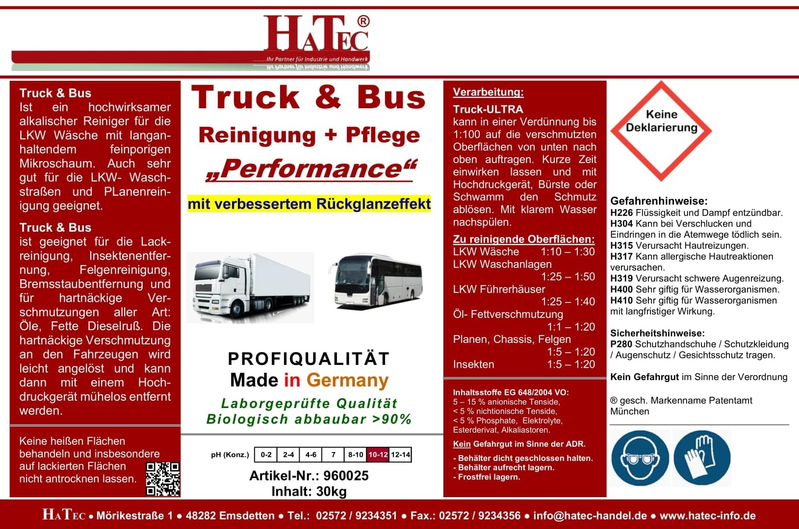 LKW Reiniger, Truck & Bus Reinigung + Pflege "Performance" 25 kg/Kanister mit verbessertem Rückglanzeffekt, Lkw Reiniger, Truck Reiniger, Insektenentferner, Bus Reiniger, Innenraumreiniger