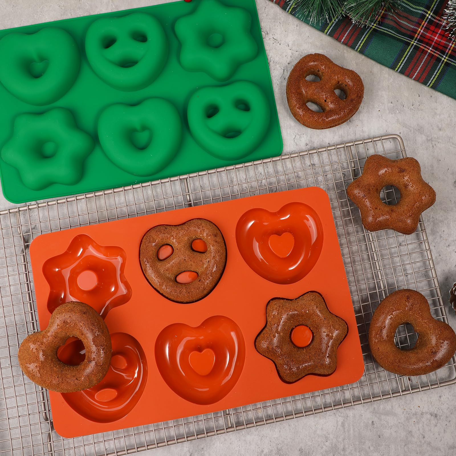 webake Mini Peperkoekvorm Silicium 2 Stuks Peperkoekvorm Kerstboom Bakvorm Siliconenvormen