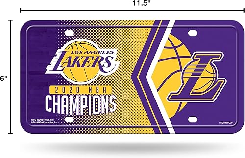 Miniatura 204 de Rico Industries Etiqueta de metal de baloncesto de la NBA de 6 x 12 pulgadas, ideal para camiones/coches/SUV
