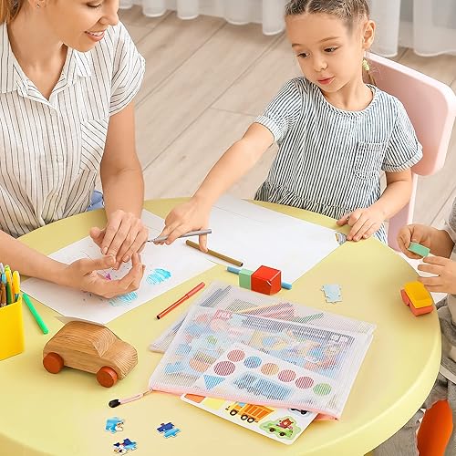 Miniatura 6 de JARLINK 16 bolsas de malla con cremallera, tamaño A4carta, 8 colores, bolsa de plástico multiusos para documentos para suministros escolares,