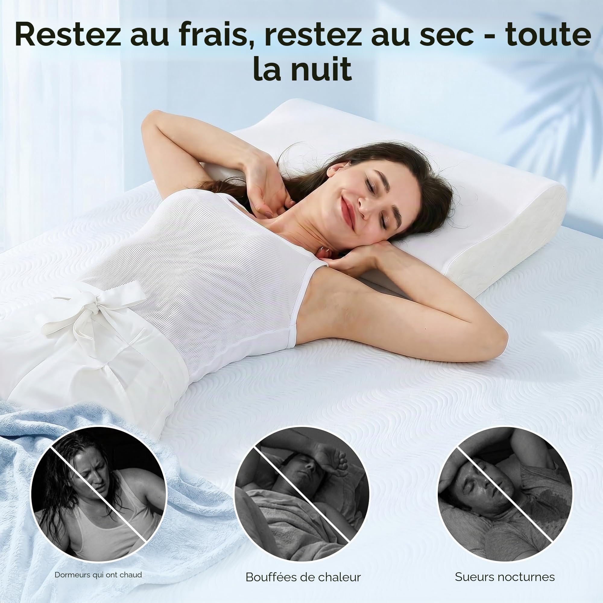 Elviros Oreiller Cervical Ergonomique à Mémoire de Forme, Hauteur Réglable