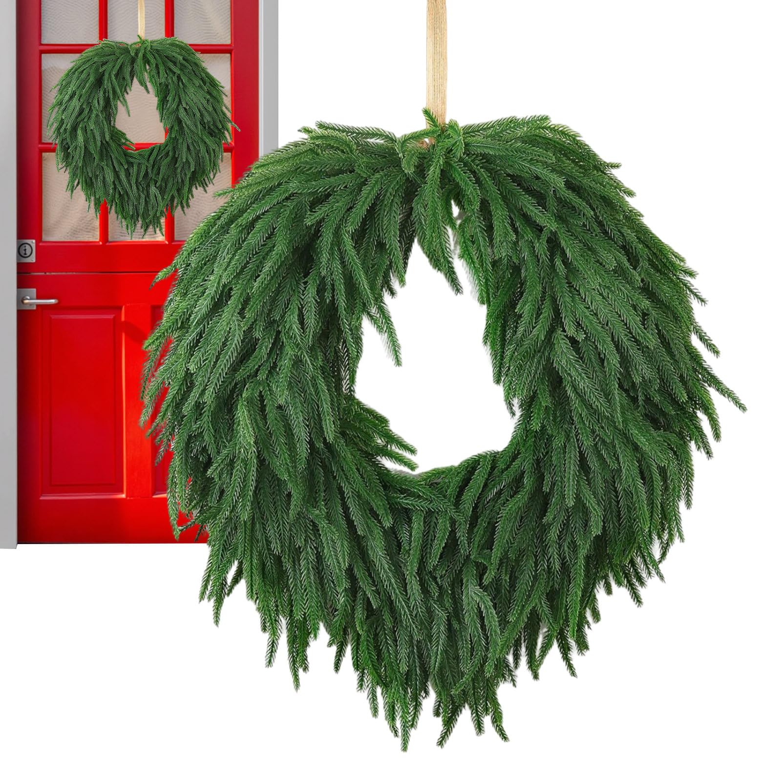 Künstlicher Kiefers Weihnachtskränze 60cm Große Türkranz Für Haustür, Tannenkranz Weihnachtsgirlande, Adventskranz Weihnachtsdeko Für Innen Und Außenbereich, Wand, Schaufenster, Kaminsims