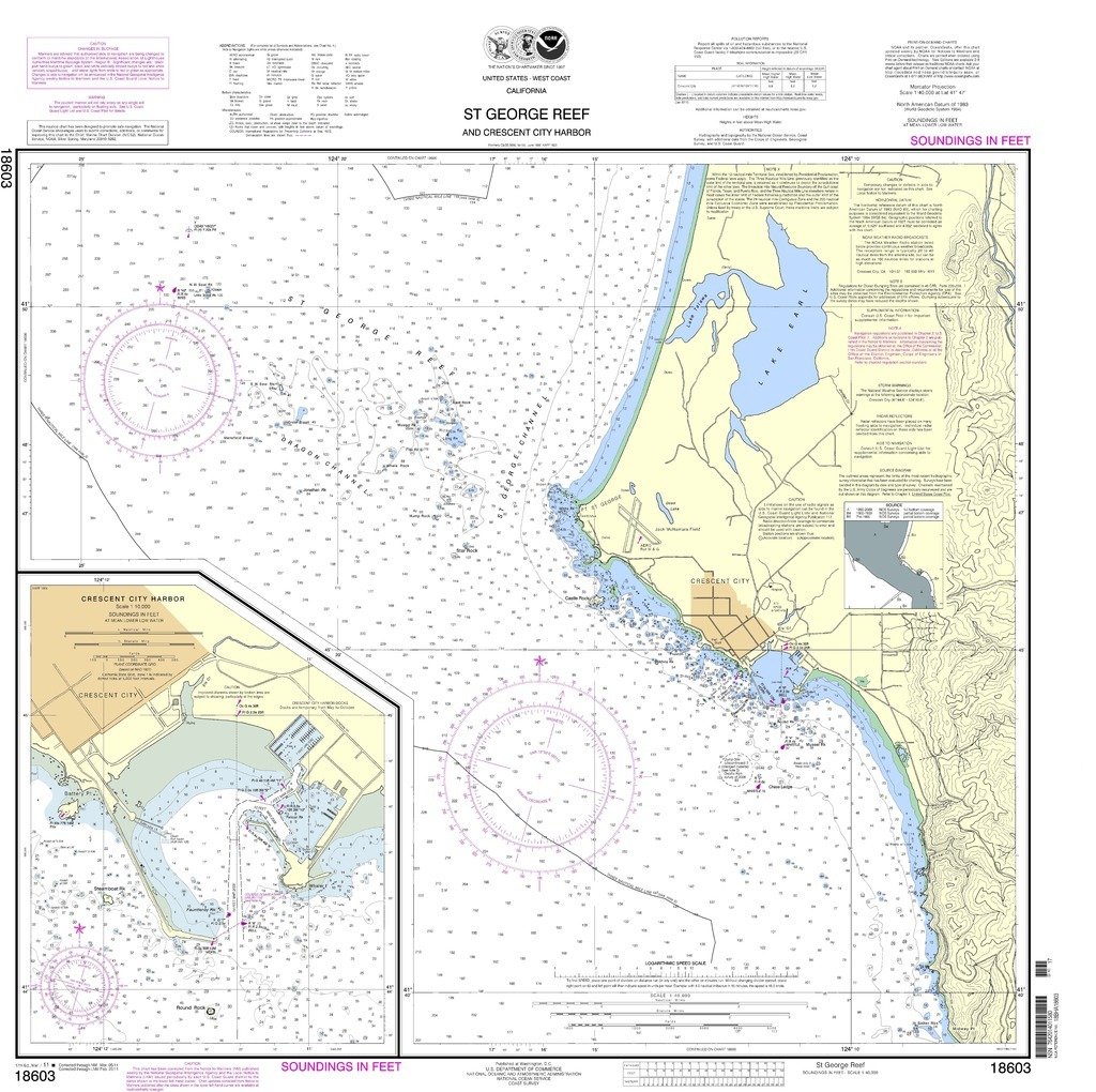 NOAA Chart 18603: St. George Reef and Crescent City Harbor;Crescent City Harbor
