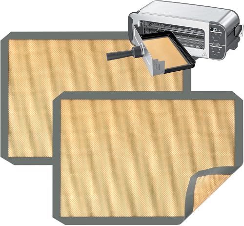 2 Pack Toaster Oven Liner for Ninja St100 and St101 Foodi 2-in-1 Flip Toaster 9.6 x 5.6 in Silicone Liners Non Slip Silicone Baking Mat for Baking Cookies Bread Oven(Gray)