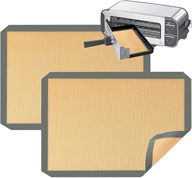 Baderke 2 Pack Toaster Oven Liner for Ninja St100 and St101 Foodi 2-in-1 Flip Toaster 9.6 x 5.6 in Silicone Liners Non Slip Silicone Baking Mat for Baking Cookies Bread OvenGray