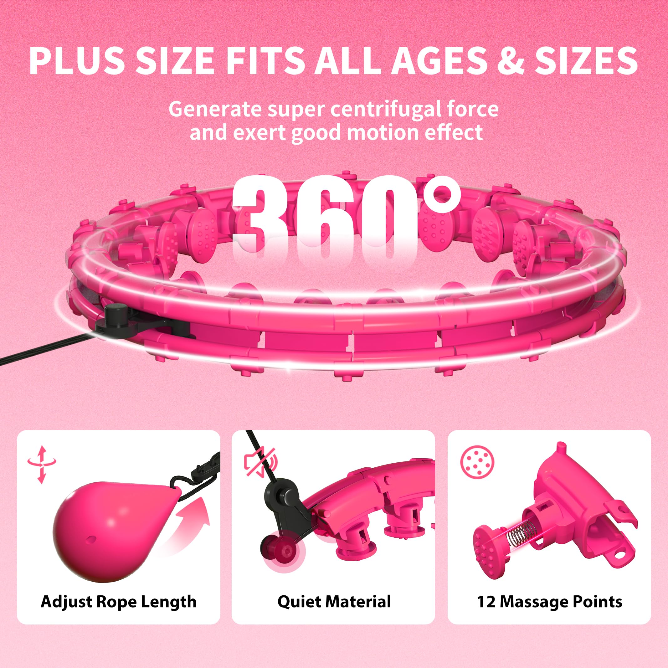 Cerceau lesté Infinity Fitness pour perte de poids adulte, cerceau intelligent 2 en 1 avec 28 maillons (133 cm), cerceau d'exercice adapté pour les femmes et les débutants