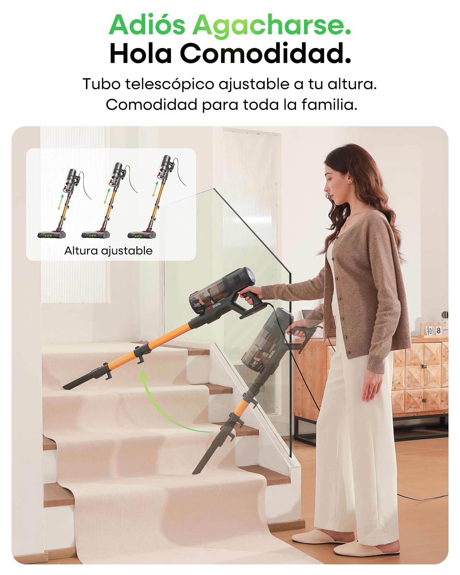 FAMIVAC FV2 Aspiradora con Cable, 65Kpa/600W Aspirador Potente con Cepillo para Colchón, 1,3KG Ligera, Cable 7M, 1,5L, Cepillo Antienredos & Autoportante para Alfombras, Suelos, Pelos de Mascotas
