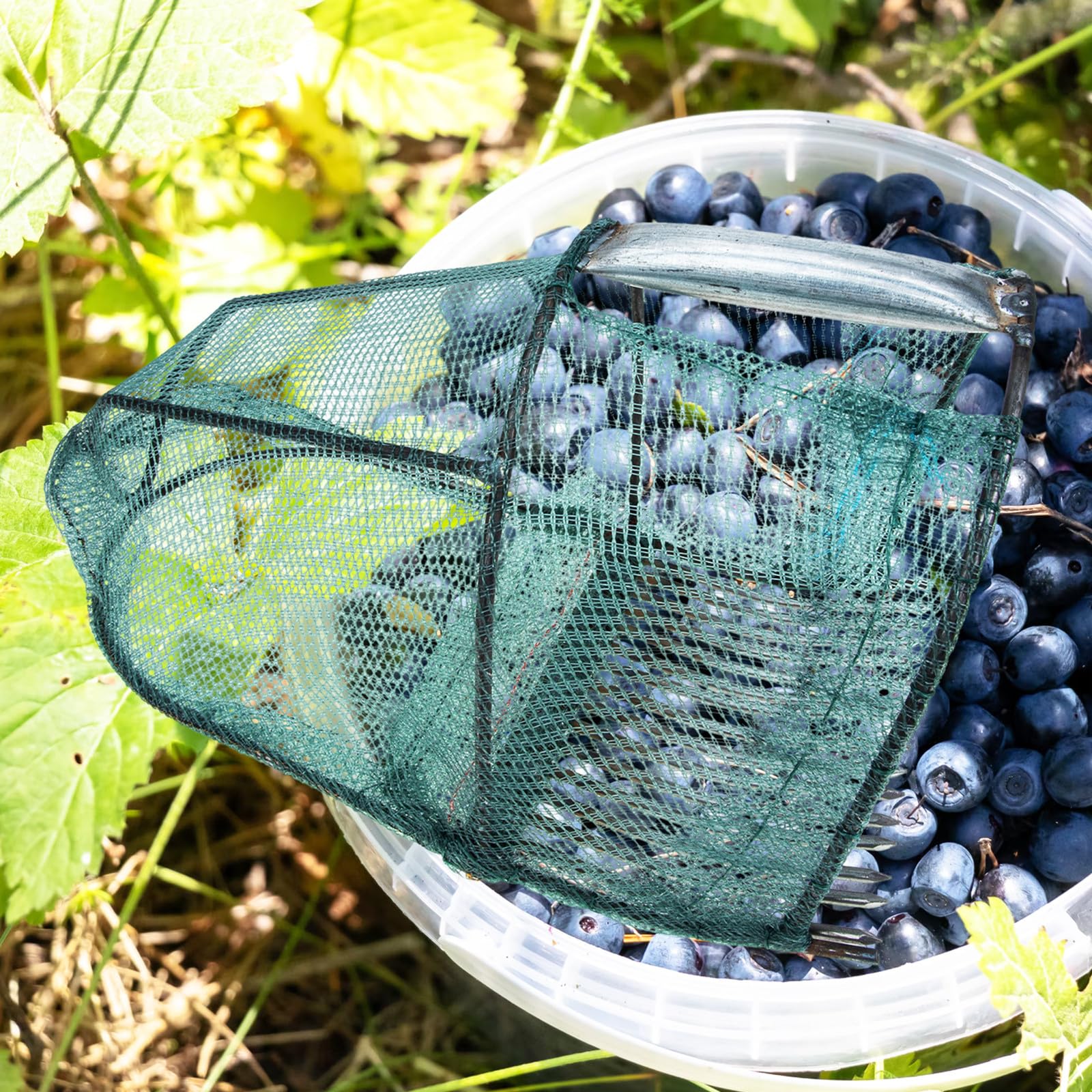 Recolector de Arándanos y Fresas Portátil, Malla y Acero, Ligero Huerto, Recolección Suave de Frutas