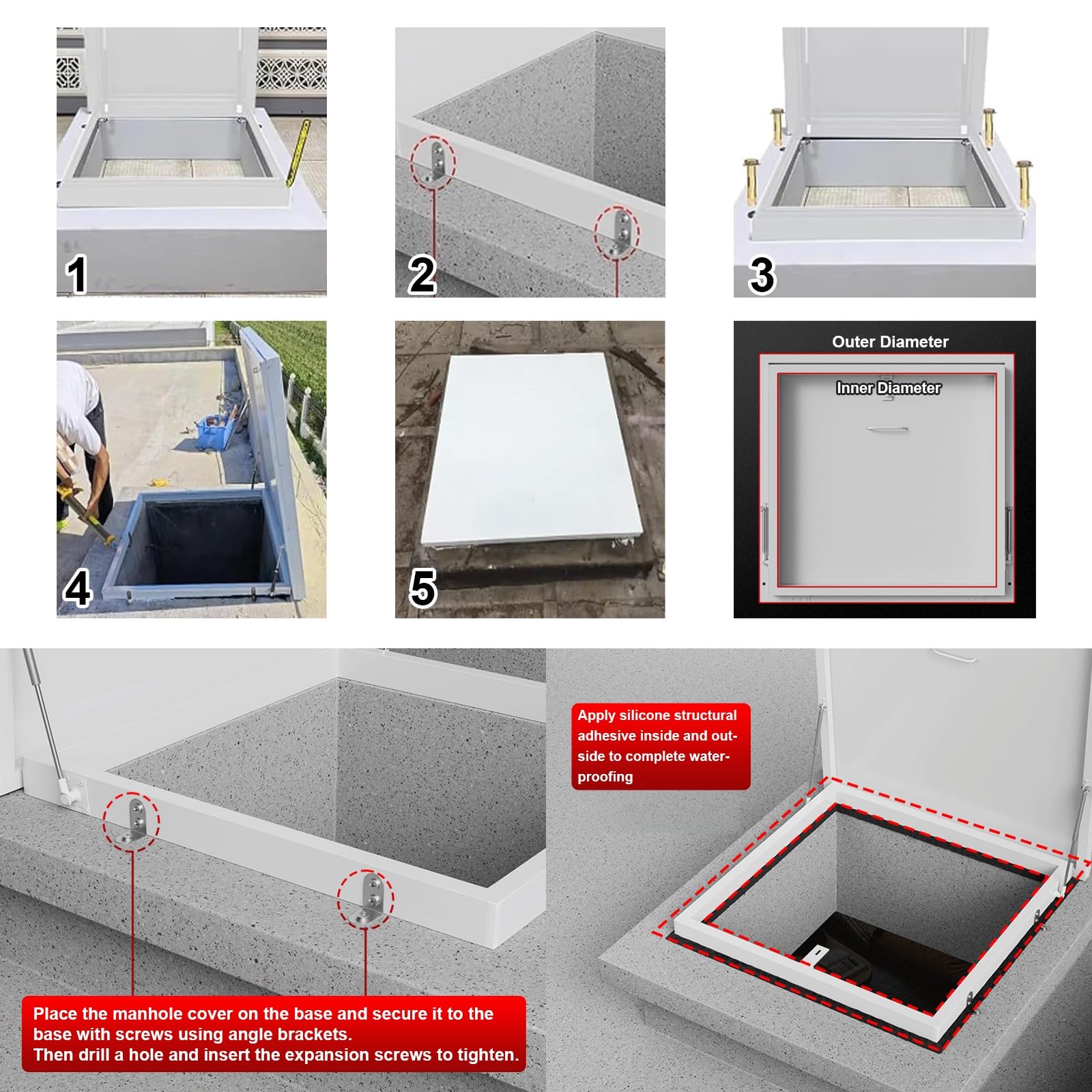 Ventanas De Tejado De Salida, Claraboya Techo, Trampilla De Acceso A Tejado, Resistente A La Lluvia Escotilla Acceso Al Techo, Carga Máxima 100 Kg, for Sótanos, Desván, Cobertizos (75x75cm/30x30in)