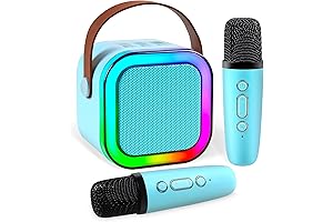 Mini Karaoke Machine for Kids with Bluetooth and Wireless Microphones