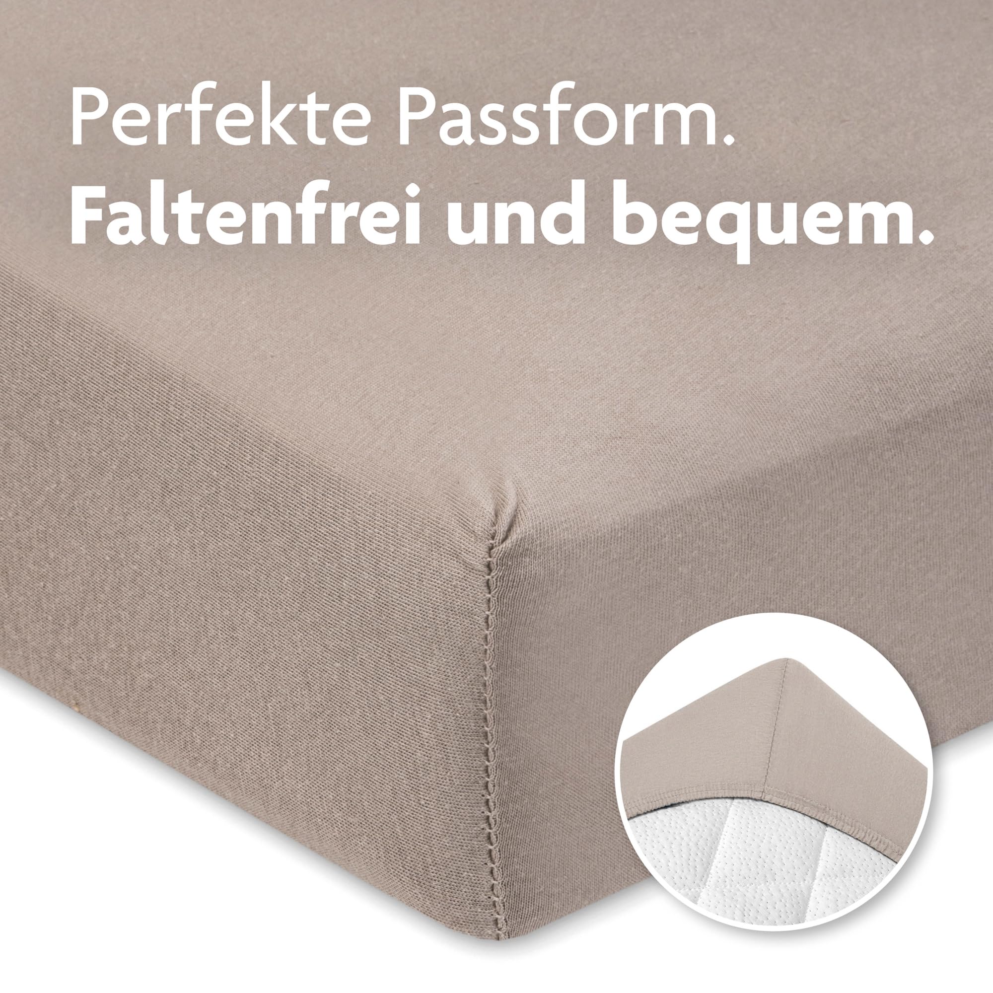 Julius Zöllner 8380347540 - Pack doble de dos sábanas bajeras para cunas, tamaño 60 x 120/70 x 140, color taupe, unisex