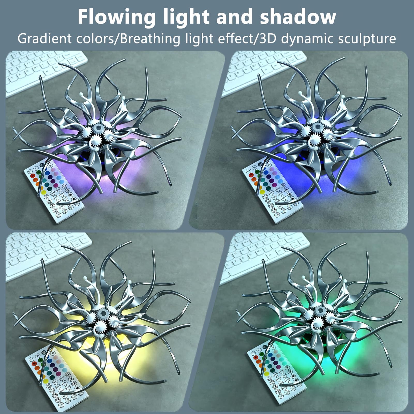 Mechaniczna spinningowa ozdoba na biurko, spiralna lampa stołowa LED z efektami świetlnymi RGB, regulowana jasność i prędkość do dekoracji biurka i prezentów