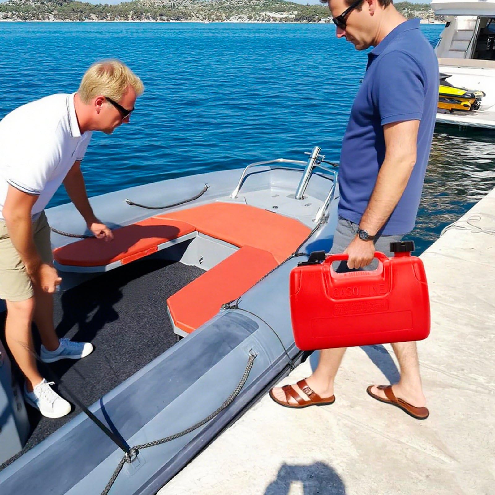 Blueshyhall 12L Bootstank Set Außenborder mit Tragebarer Externer Benzintank, 3,2M Schlauch, Pumpball und Anschluss, für Außenborder Ø8mm Anschluss, Kraftstofftank aus HDPE mit Füllstand Anzeigen