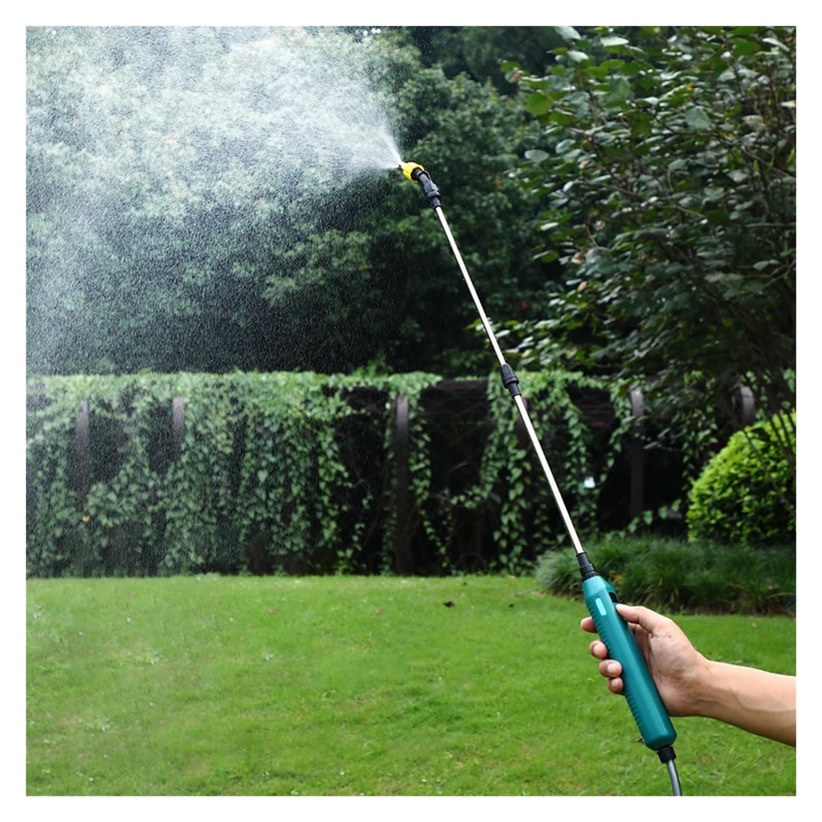 Spruzzatore elettrico, Spruzzatore da giardino elettrico 5 litri, spruzzatore prato ricaricabile tramite USB con bacchetta telescopica, tracolla regolabile, 2 ugelli nebulizzatori(5 Meters Water Pipe)