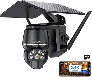 4MP Security Cameras Wireless Outdoor,Solar Outdoor Security Cameras,360° PTZ with Spotlight & Siren, 2.4Ghz WiFi,Outdoor Cameras for Home Security,Color Night Vision, SD Card Included