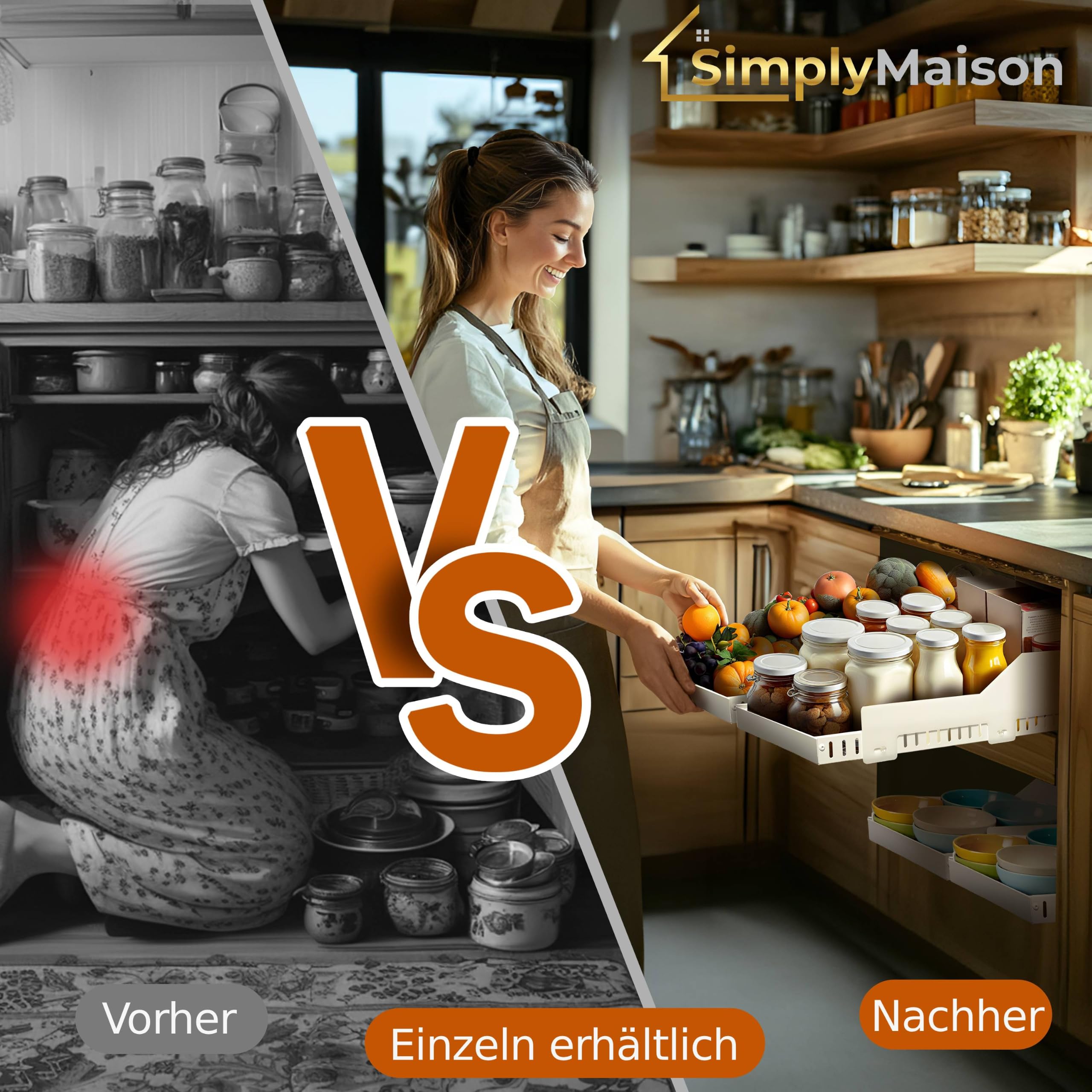 Küchenschublade – vielseitig einsetzbar für Geschirr und Lebensmittel – Deckelaufbewahrung – Küchenschublade – platzsparend – ohne Bohren – robust und praktisch – Fallschutz (2)