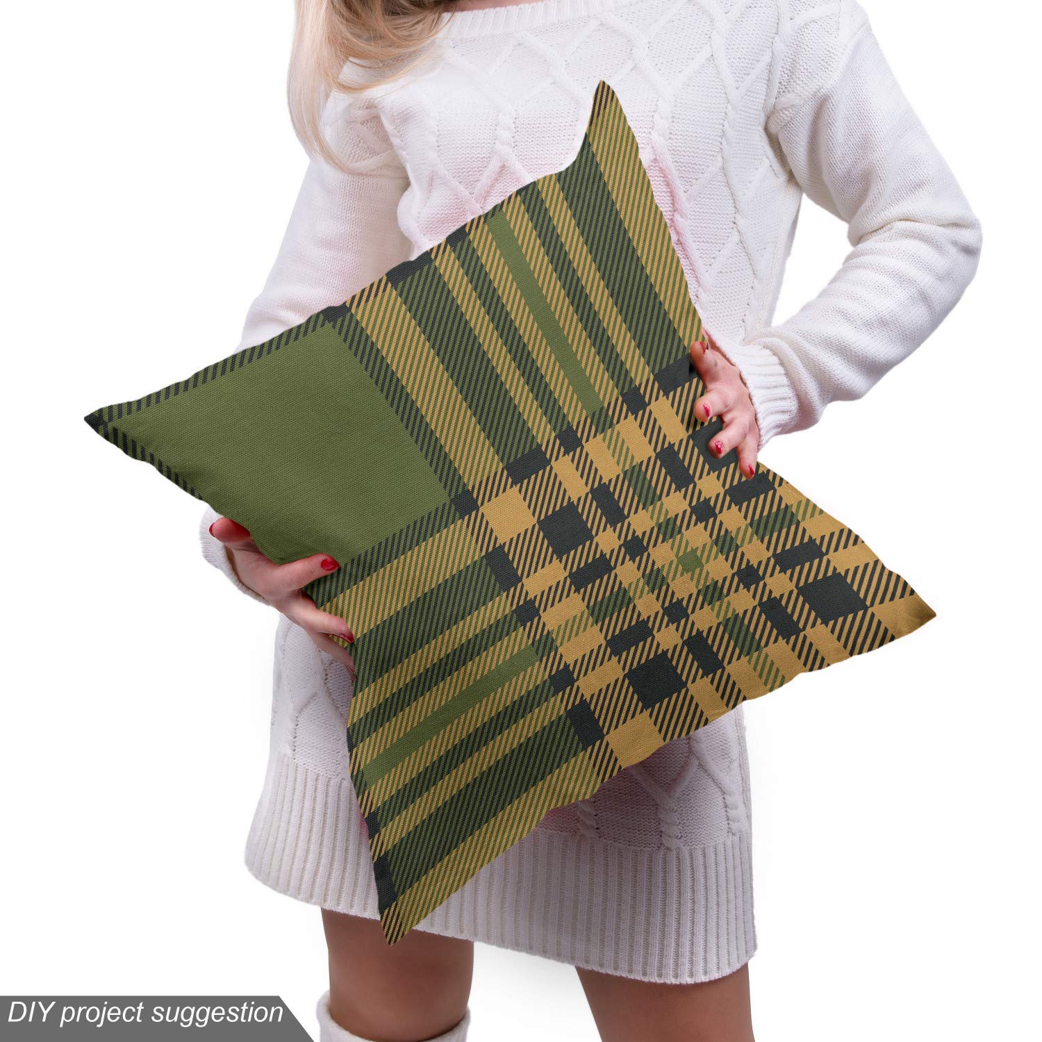 vintage USA fablic ラグ Vintage Holiday Fabric ~~RED GREEN BLACK PLAID with Gold