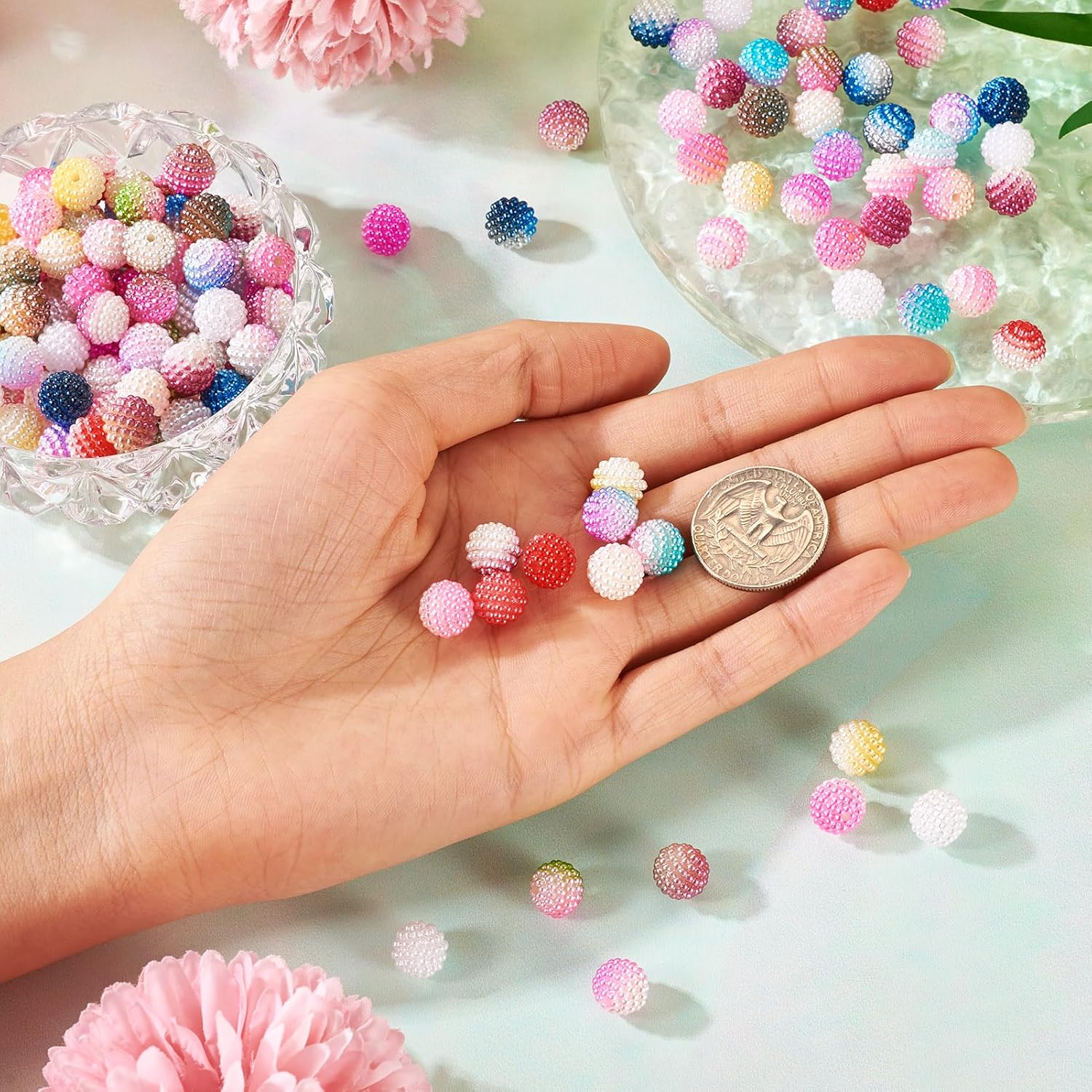 KISSITTY 150pcs 10mm Pearl Berry Beads Gradient Colorful Round Drilled Loose Spacer Beads 15 Color for DIY Jewelry Making Necklaces Earrings Bracelets Decorations Ornaments - Image 4