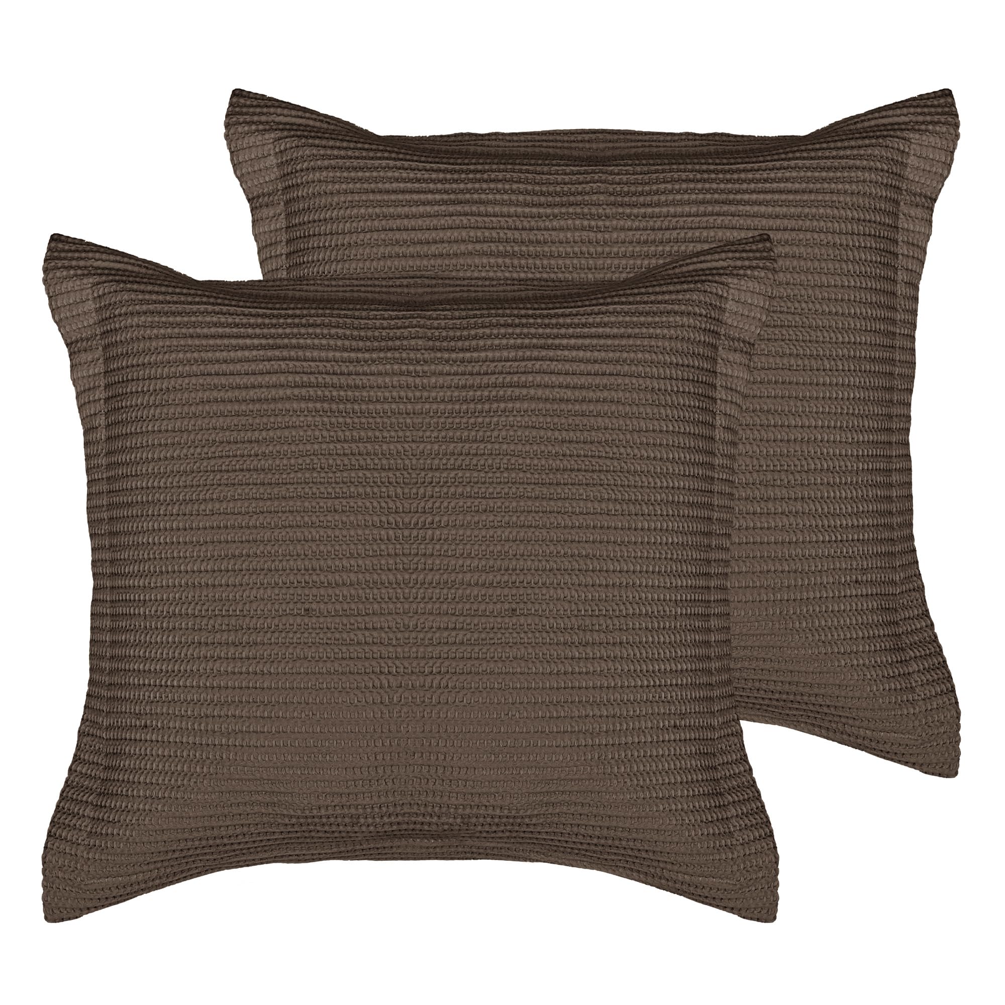 Taie d'oreiller coton gaufré 66x66 Levtex Home lot de 2 housses de coussin cacao