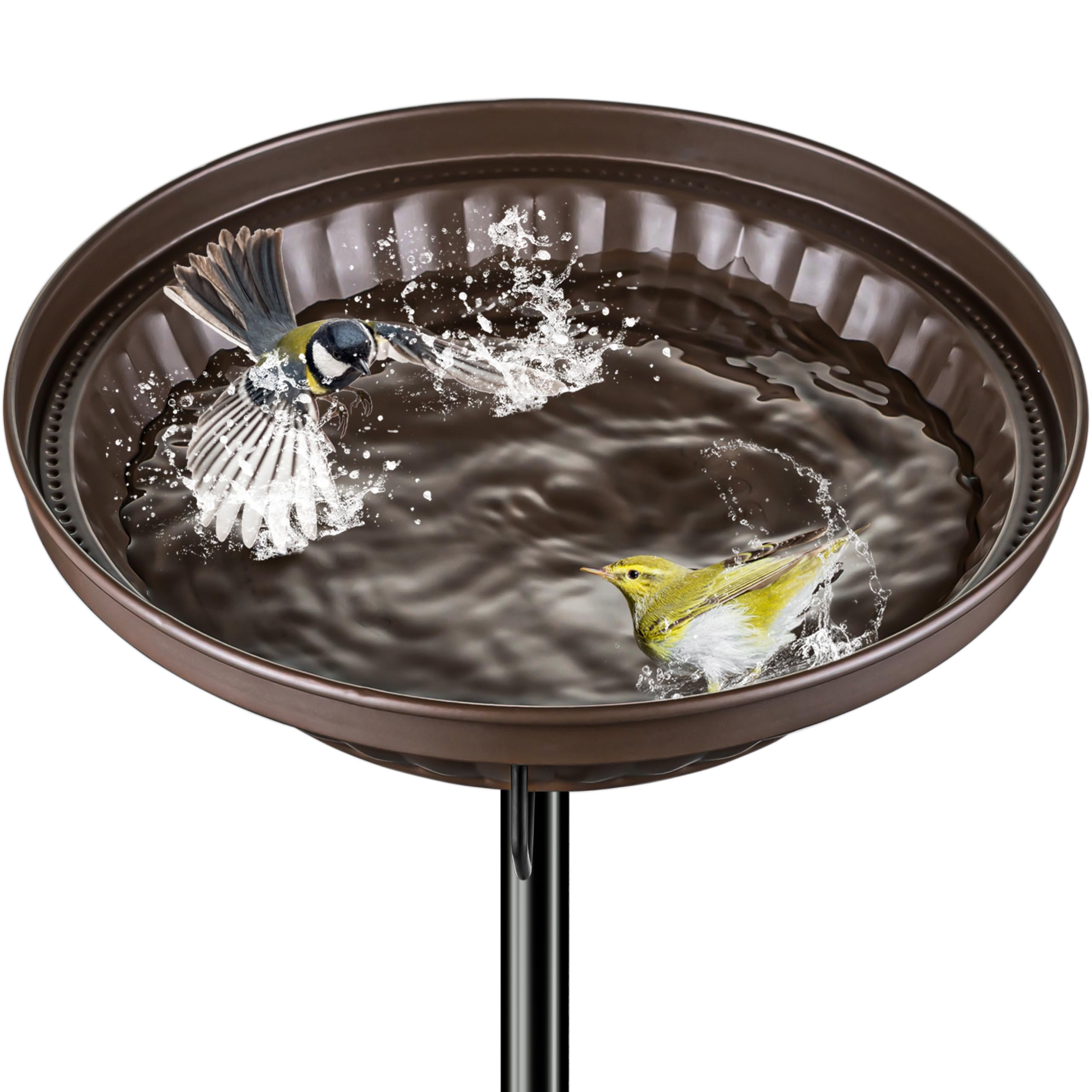 iBorn Freestanding Bird Bath for Outside, Metal Birdbath Bowl with 5-Pronged Base, 37.4" Ground Height Heavy Duty Detachable Bird Water Baths Vintage Garden Decor for Patio Yard Lawn, Bronze Finish
