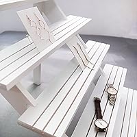 Vista 5 de NAJMECHOY Exhibición al por menor Pendiente y anillo Soporte de madera blanca Estante de almacenamiento