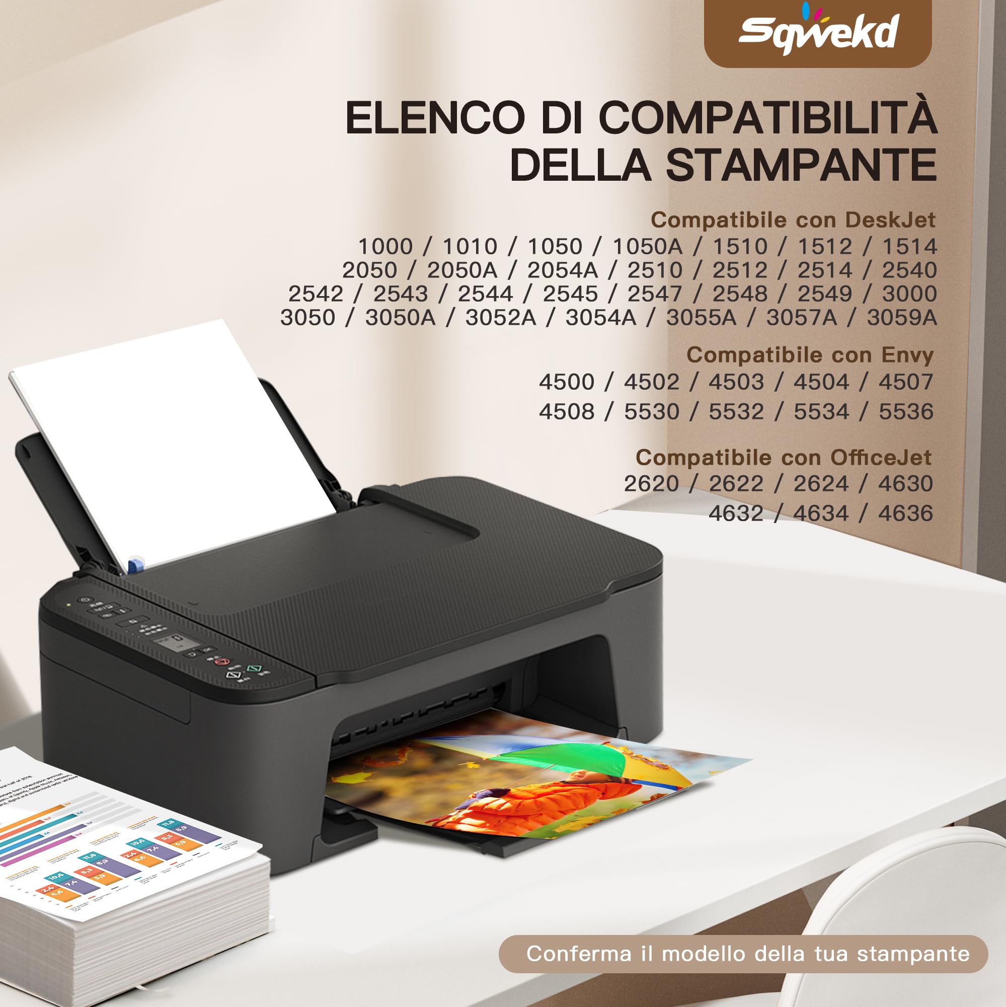 Sqwekd 301 XL 301XL Rigenerata Cartucce Sostituzione per HP 301 XL Nero e Colore per HP OfficeJet 2620 2622 4504 4630 5534 Envy 4500 5530 5532 Deskjet 1000 1010 1510 2050 2540 (1 Nero, 1 Tri-Colore)