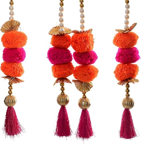 Miniatura 5 de Toran Bandanwaar Gota - Cuentas de pompón para colgar para el hogar, pared, puerta, templo, festival, boda, fiesta, decoración y regalo (rosa)