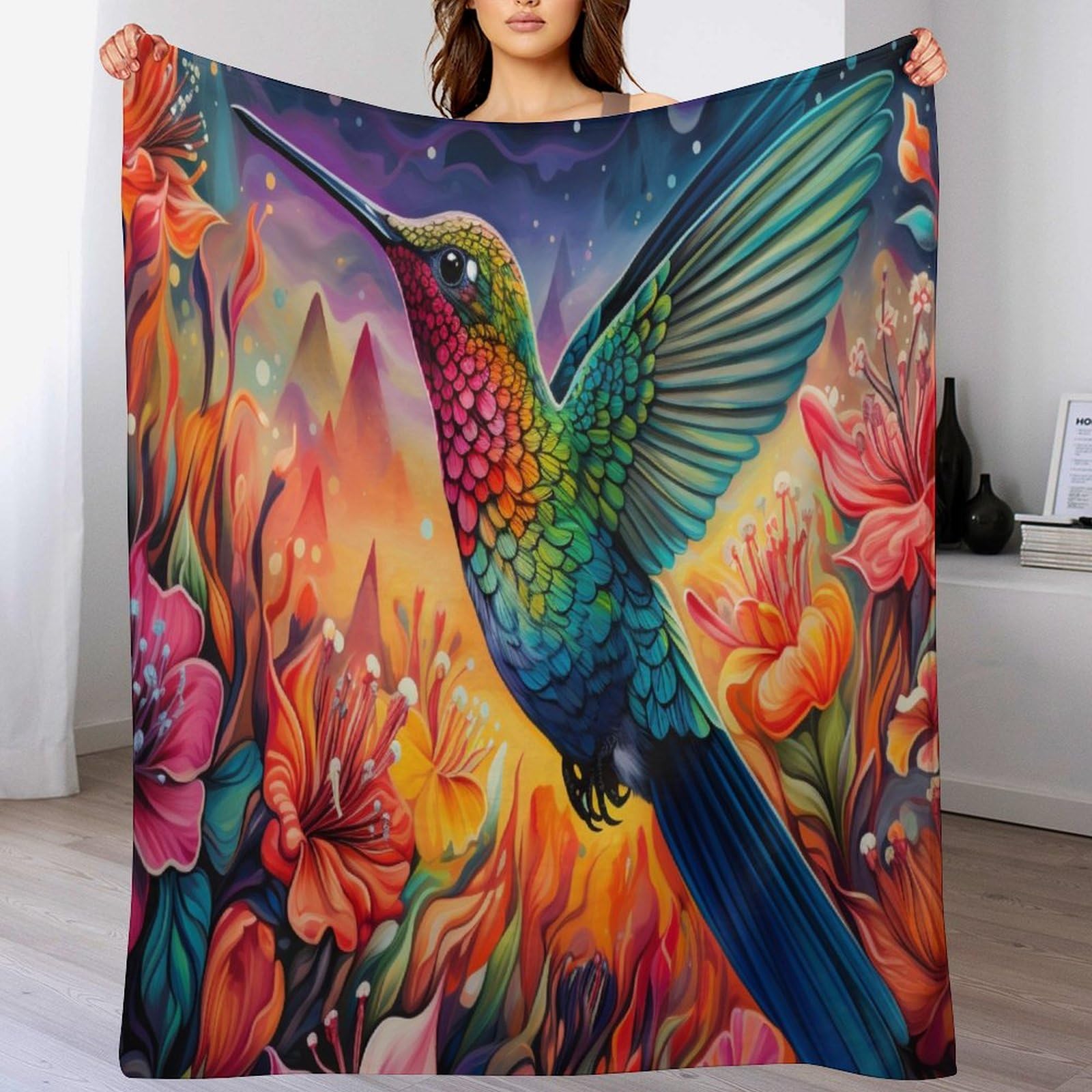 Jeté de canapé oiseau couverture quatre saison flannel douce