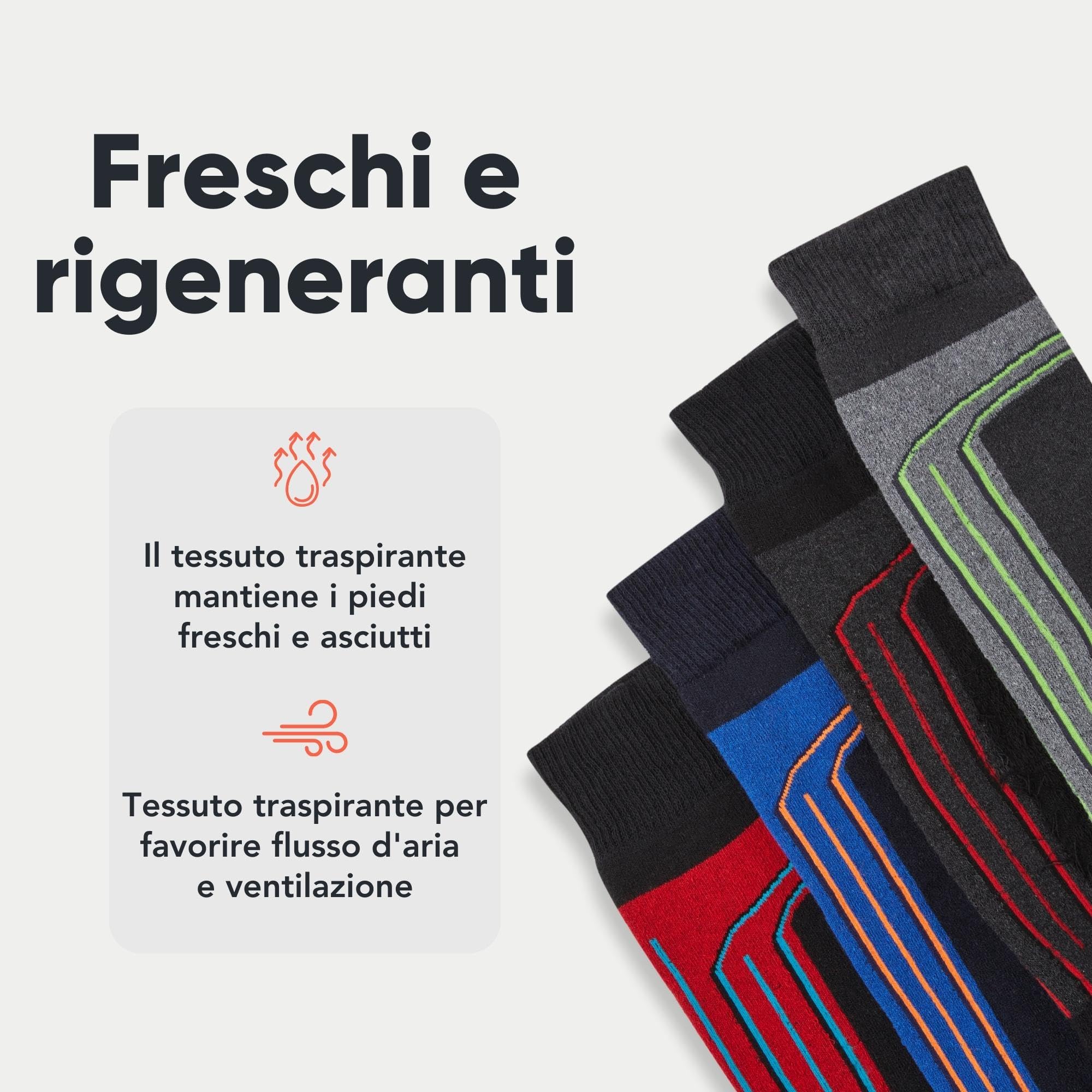 FM London confezione da 4, calze termiche da sci per uomo e donna - vestibilità ergonomica per il massimo comfort durante l'attività