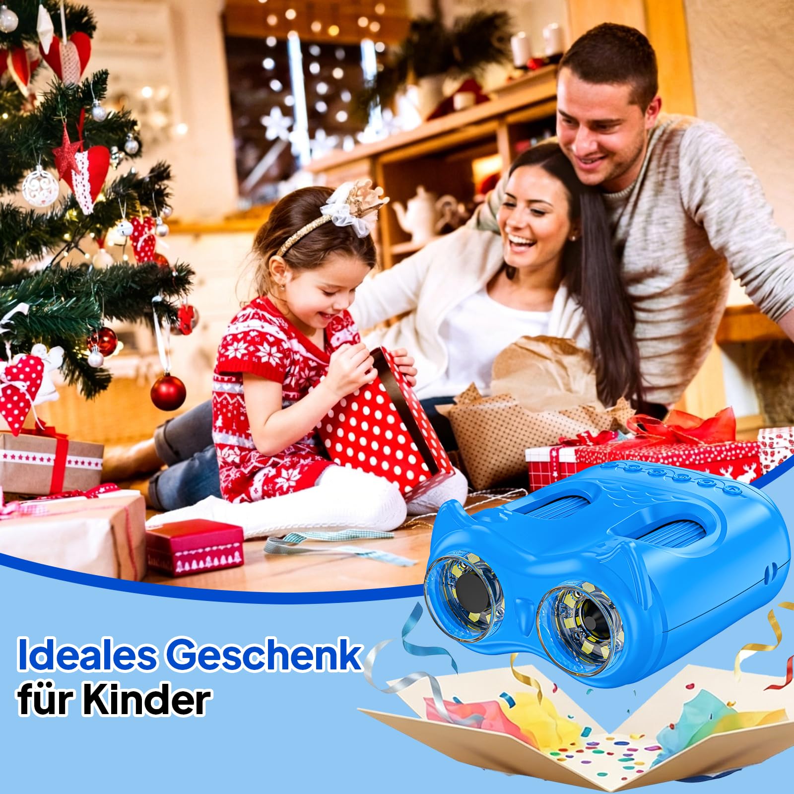 Ashfly Mikroskop für Kinder und Fernglas für Kinder, 1000X USB 2-in-1 tragbares Taschenmikroskop, 4K 2.0" Bildschirm, 10-facher Vergrößerung Kinderfernrohr, Science draussen ab ab 3 Jahren, Blau