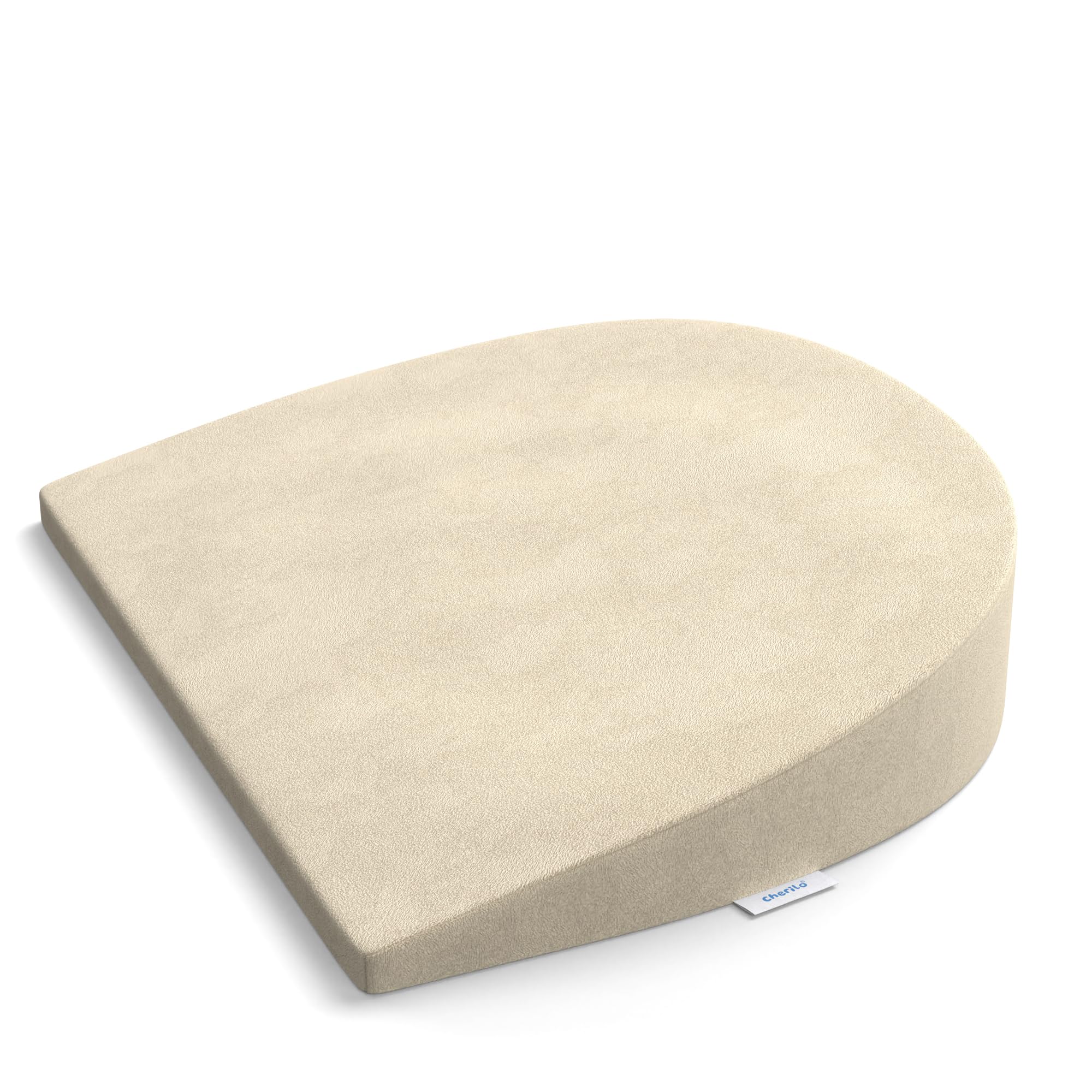 Cherilo C Shaped Elevated Wedge Pillow for Baby Crib & Mattress, Helps to Elevate Baby for Acid Reflux, Colic, GERD, Heat Burn & Vomiting | 15" x 12" x 3" | - with Removable Velvet Cover - Cream-image-1