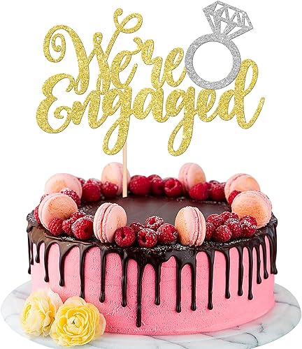1 anillo de diamantes con purpurina para decoración de tartas con la frase "We Engaged", decoración para bodas, compromisos, fiestas temáticas,