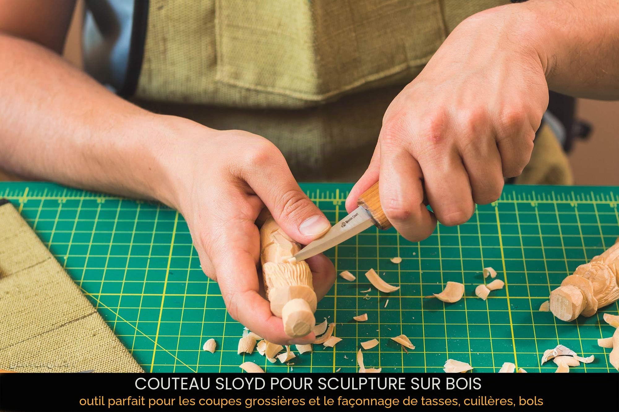 BeaverCraft Kit Outils Sculpture Cuillère S17 avec Couteau Crochet, Couteaux Sloyd & Chip – Ensemble de Sculpture sur Bois avec Strop en Cuir, Pâte à Polir, Étui à Outils