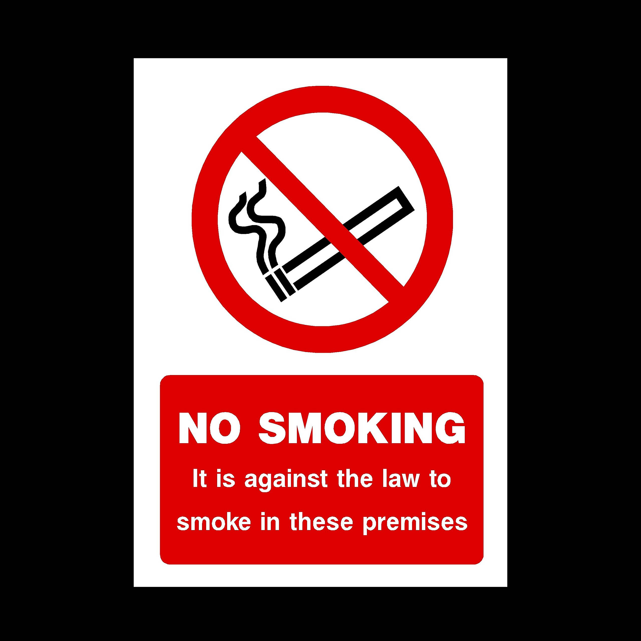 Ussp&S White No Smoking - It Is Against The Law To Smoke On These Premises Sticker/Self Adhesive Sign - No Smoking/Building/Premises/Hotel (Misc9)