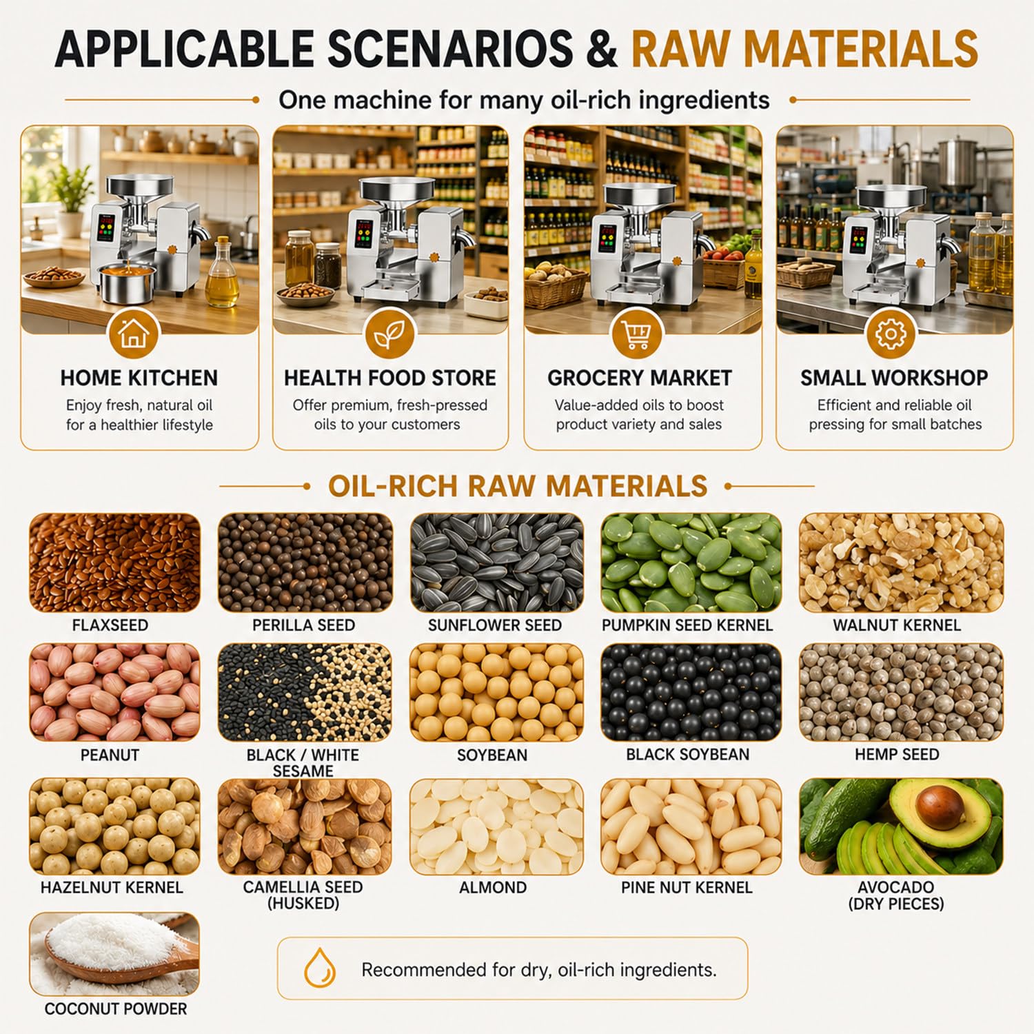Macchina per Olio, Oil Press, Pressa per Olio, Spremi Olive, Frantoio Olive | 5-9Kg/H, Doppie Modalità Di Estrazione Dell'Olio, Funzione Di Inversione Automatica, Regolabile 40–300°C, Per Semi Oleosi