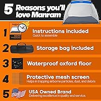 Vista 2 de Tienda de pintura portátil, cabina de pintura grande con piso integrado, pantalla de malla, ganchos resistentes al viento y bolsa de almacenamiento