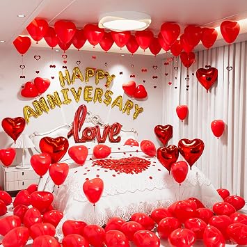 Anniversary Balloons Decorations, Happy Anniversary Banner Balloons