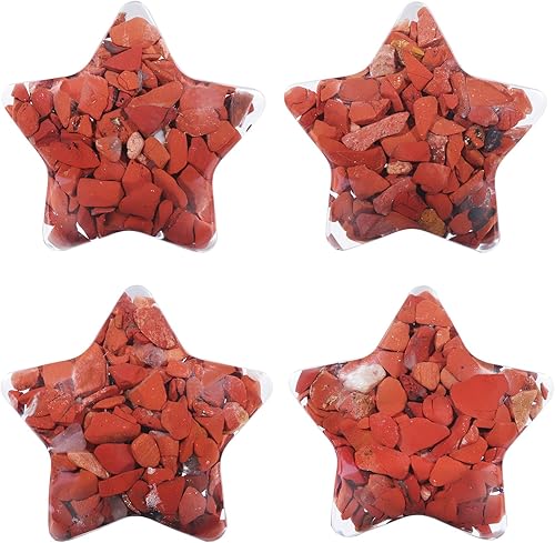 Miniatura 1 de Rockcloud - Juego de 4 piedras en forma de estrella, piedras trituradas, resina, diseño de estrella hinchada, piedras de cristal natural, decoración