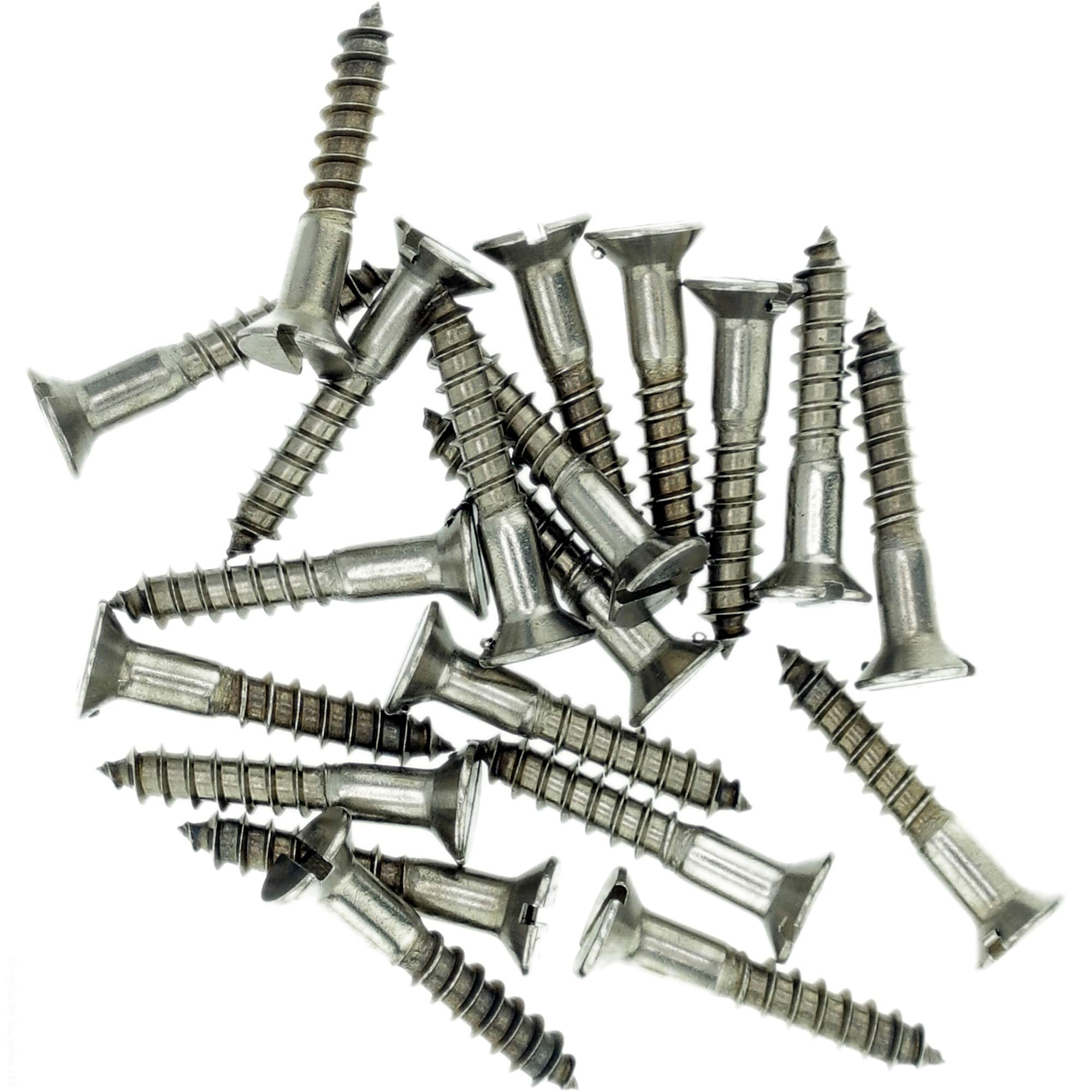 Singularity Supplies No.4 X 1.58 (3.0Mm X 40Mm) Slot Countersunk Wood Screw - Stainless Steel (A2) (Pack Of 20)