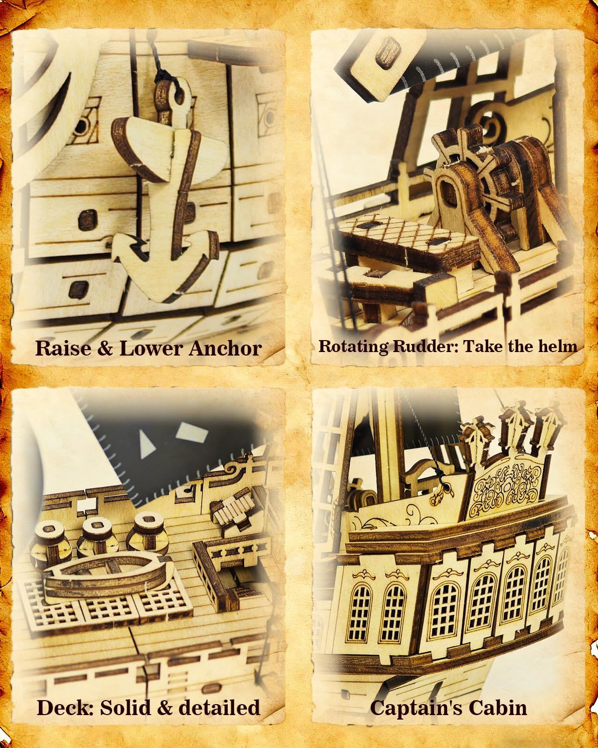 Pirate Ship 3D Wooden Puzzle for Adults - Ideal Christmas or Thanksgiving Gift for Model Enthusiasts 3D Puzzles for Adults