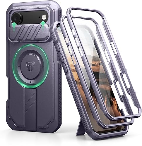 Vista 66 de Dexnor - Funda para iPhone 14 Pro Max con tapa deslizante para cámara, soporte ajustable y protector de pantalla integrado, carcasa magnética Negro