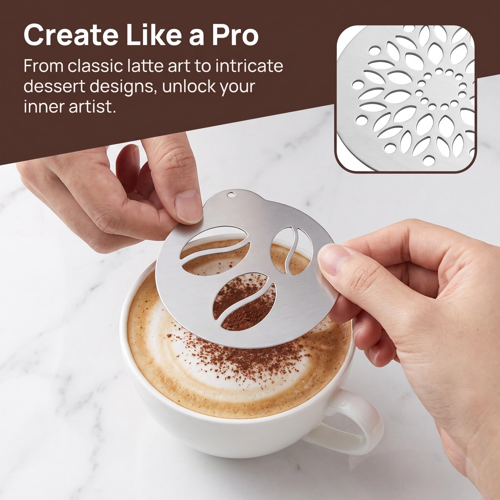 ibasenice 15 plantillas para decorar café, plantillas para arte latte en | Plantillas reutilizables para hornear, ideales para chocolate caliente, capuchino, postres y galletas. Fáciles de usar en