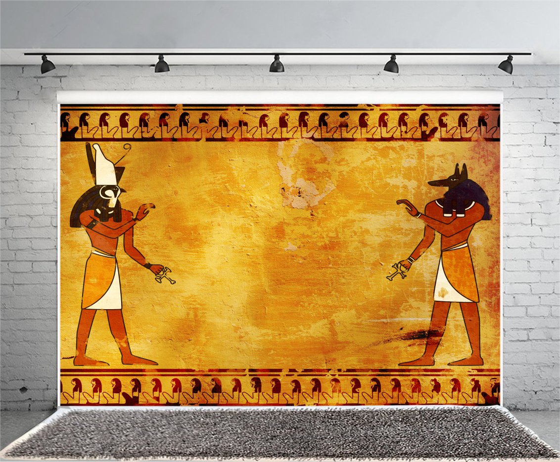YongFoto Sfondo Fotografico In Vinile Antico Egitto – 2,2x1,5m, Con Scene Di Faraone, Anubi E Horus, Per Feste A Tema E Servizi Fotografici