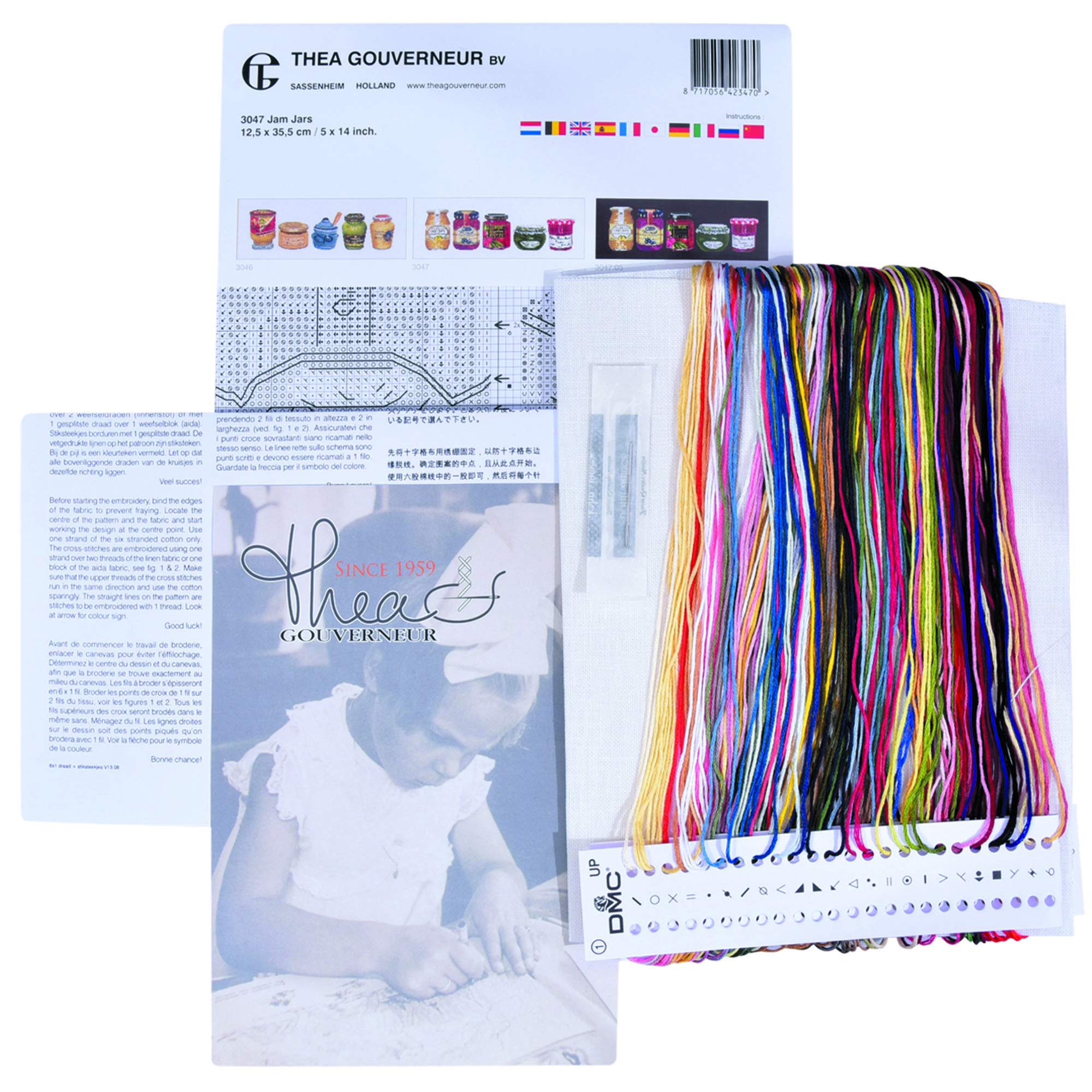 Thea Gouverneur - Kit de point de croix compté - Pot de confiture - Lin - 36 Compter - Pour adultes - 3047